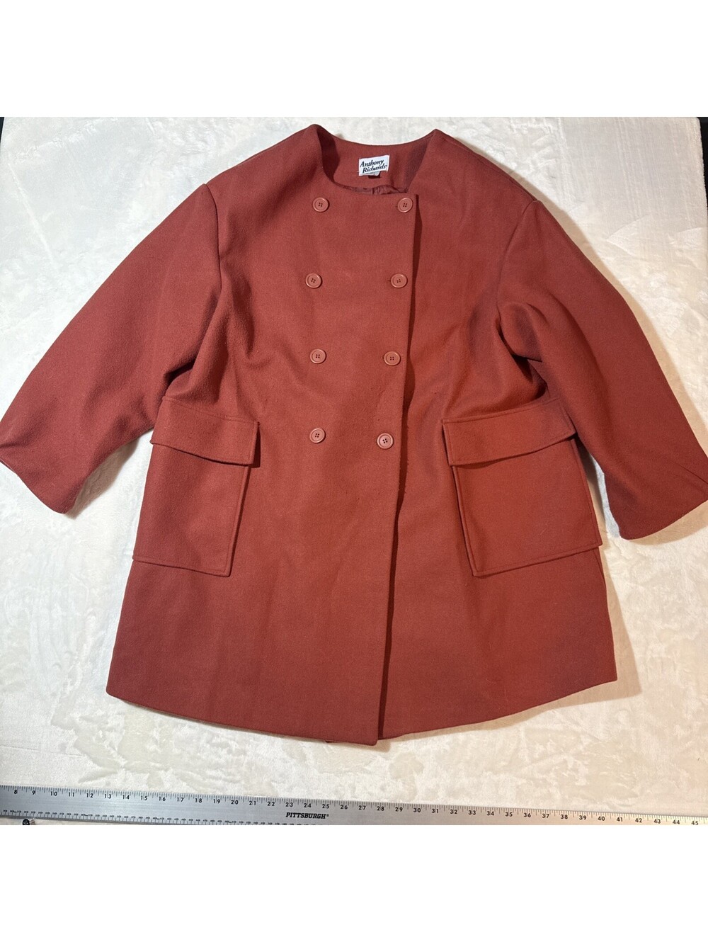 Anthony Richards Women Size 2X Burnt Orange Pea Coat Jacket Button